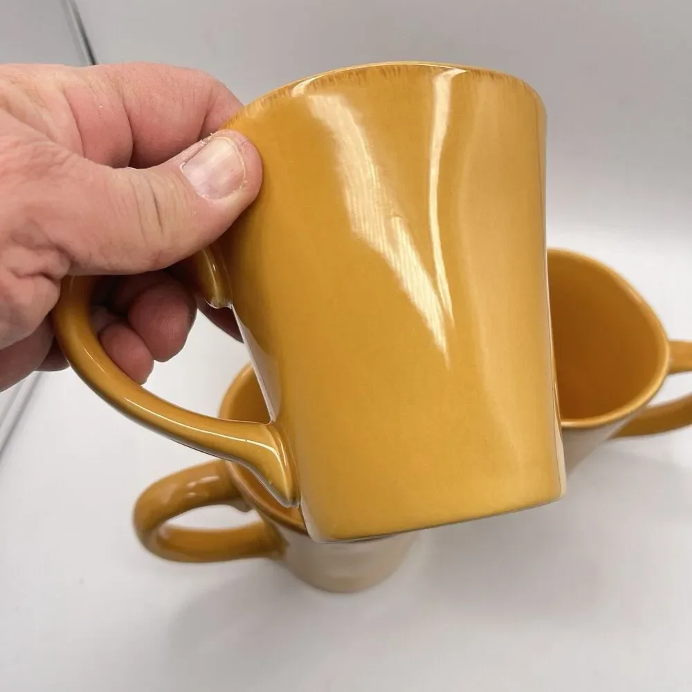PIER 1 Earthware Elemental Coffee Mugs | Honey Color | 12 oz | Set of 4